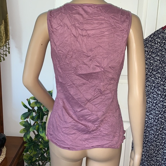 Dusty rose pink Lacey satin bow empire sleeveless tank top S M - Picture 11 of 12